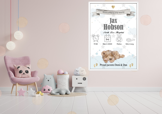 A4 Personalised birth statistics print