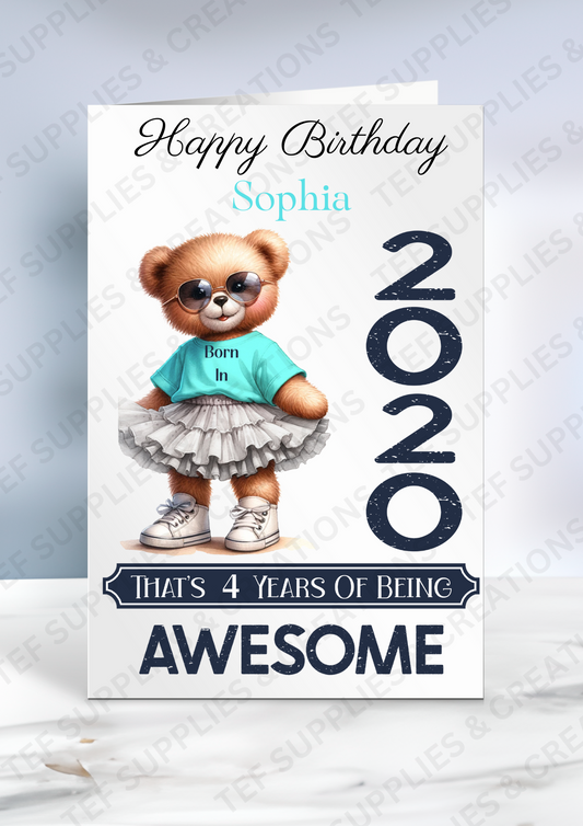 Bear Year Birthday Card