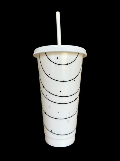 Galaxy style cold cup with straw lid