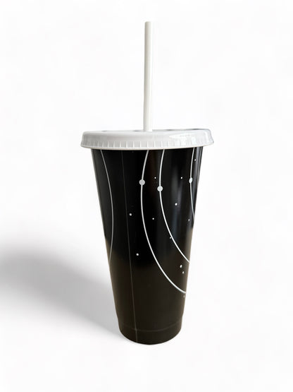 Galaxy style cold cup with straw lid