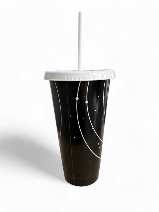 Galaxy style cold cup with straw lid