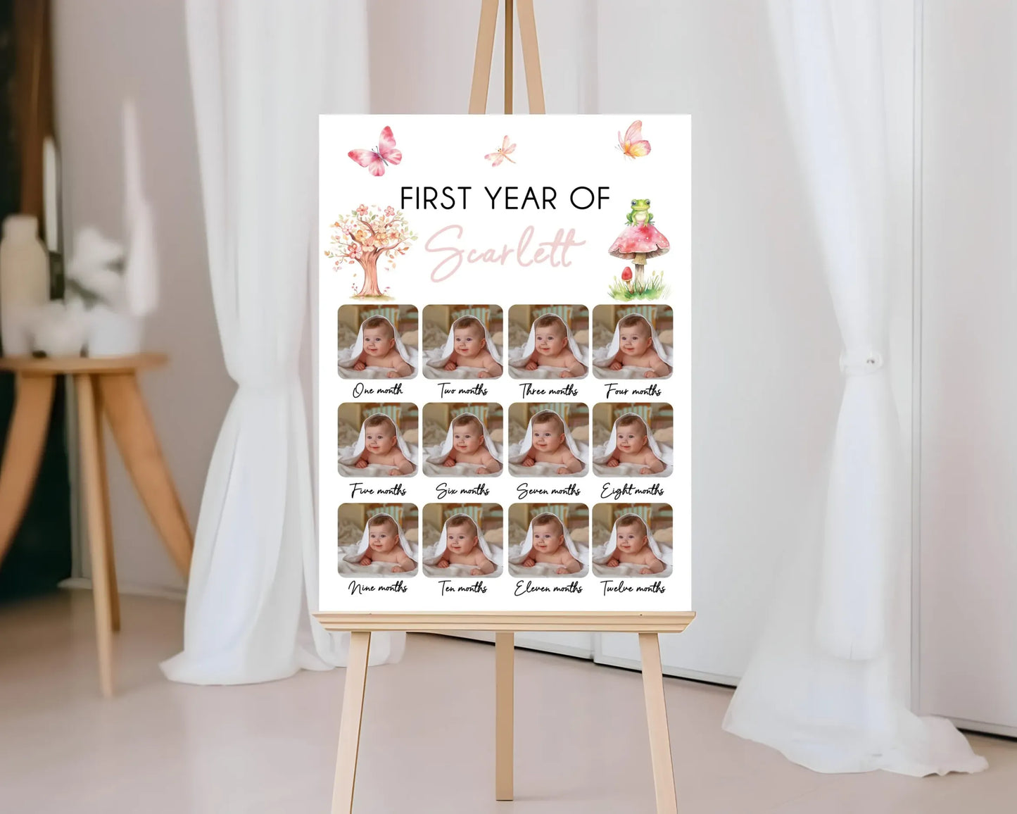 Personalised Fairy First Year Upload Your Own Photo Birthday Board – Portrait A2 600 X 400